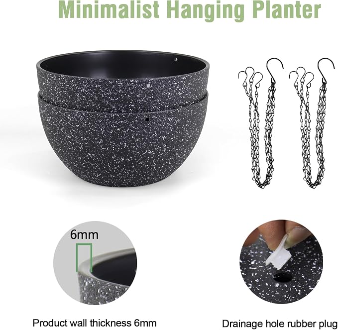 10 inch Hanging Planters for Indoor Outdoor Plants, 2 Pack Hanging Flower Plant - Image 4