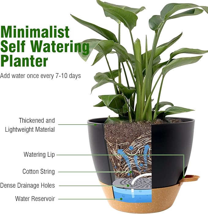 10/9/8 inch Medium Self Watering Pots, Plant Pots - Image 5