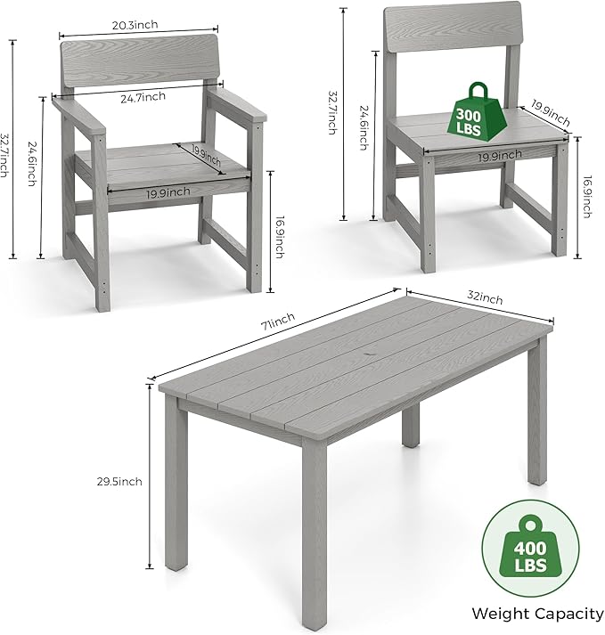 10-Piece HIPS Patio Dining Set for 8 Person Outdoor Dining Sets - Image 7