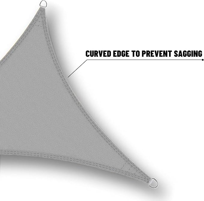 SUNNY GUARD Waterproof Sun Shade Sail 9'x18'x20.1' Charcoal Right Triangle UV - Image 5