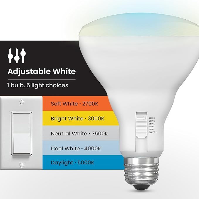 Feit Electric BR30 LED Light Bulb, 65W Equivalent, 650 Lumens, 5-Color - Image 5