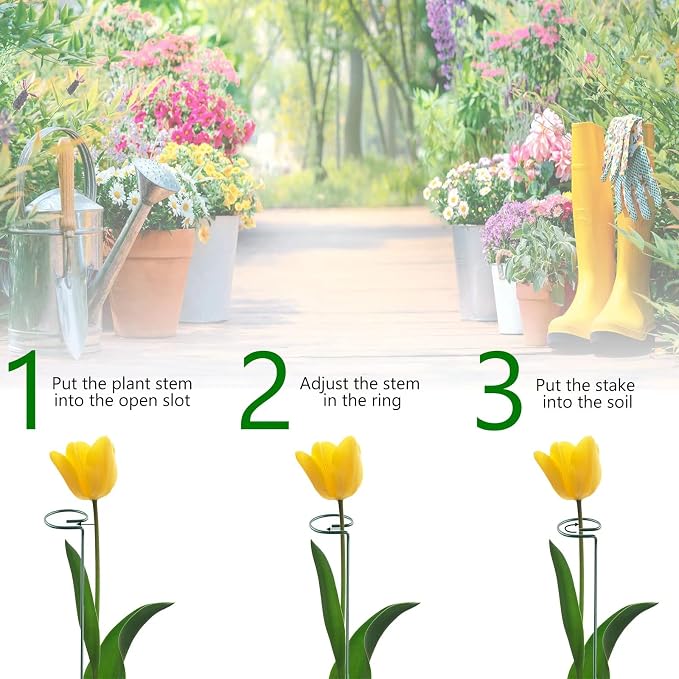 12 Pack 18 Inch Plant Support Stakes, Metal Single stemmed Flower Support - Image 4