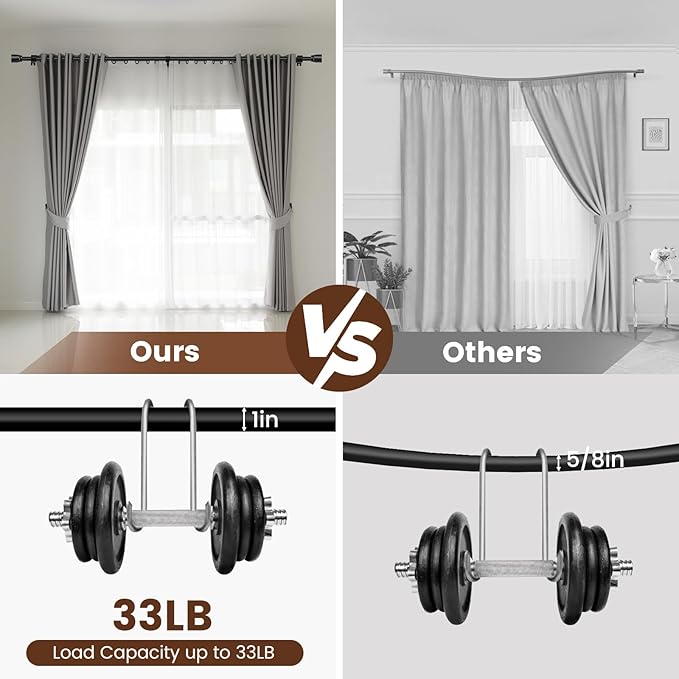 1” Diameter Curtain Rods Itself is 30 to 240 inch 1 Pack Fit 30-234 inch Window - Image 4