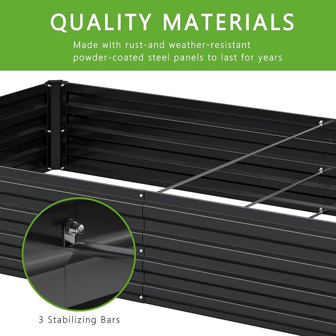 12x2x1FT Galvanized Raised Garden Bed Kit, Vegetable Boxes-Rectangle Metal - Image 4