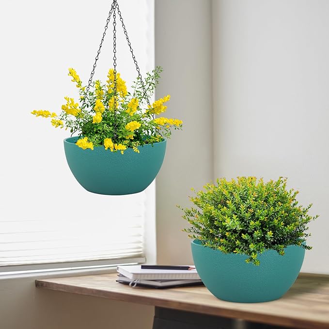 10 inch Hanging Planters for Indoor Outdoor Plants, 2 Pack Hanging Flower Pots - Image 5