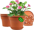 11 Inch Plastic-Flower-Pot-for-Indoor-Plants, 4 Pack Large Outdoor Planter Pot by Pottiffe