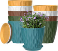 10 Pack 5 Inch Plant Pots with Drainage and Saucers, Stackable Nursery Planters by zople