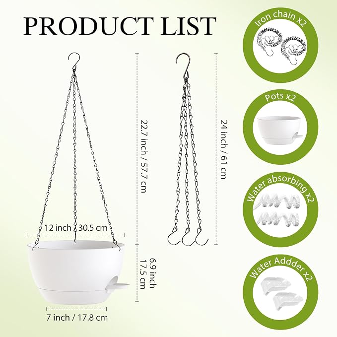 12 Inch Hanging Baskets 2 PC - Image 2