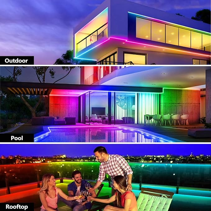 100FT Outdoor LED Strip Light Waterproof, IP68 Outside RGB+IC Light Strip - Image 3