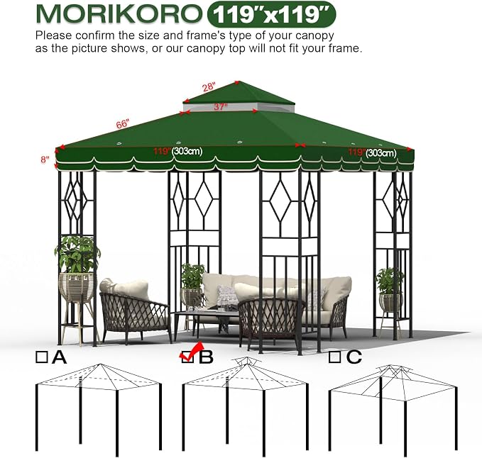 10x10 Canopy Replacement Top Double Tiered Gazebo Cover - Image 2