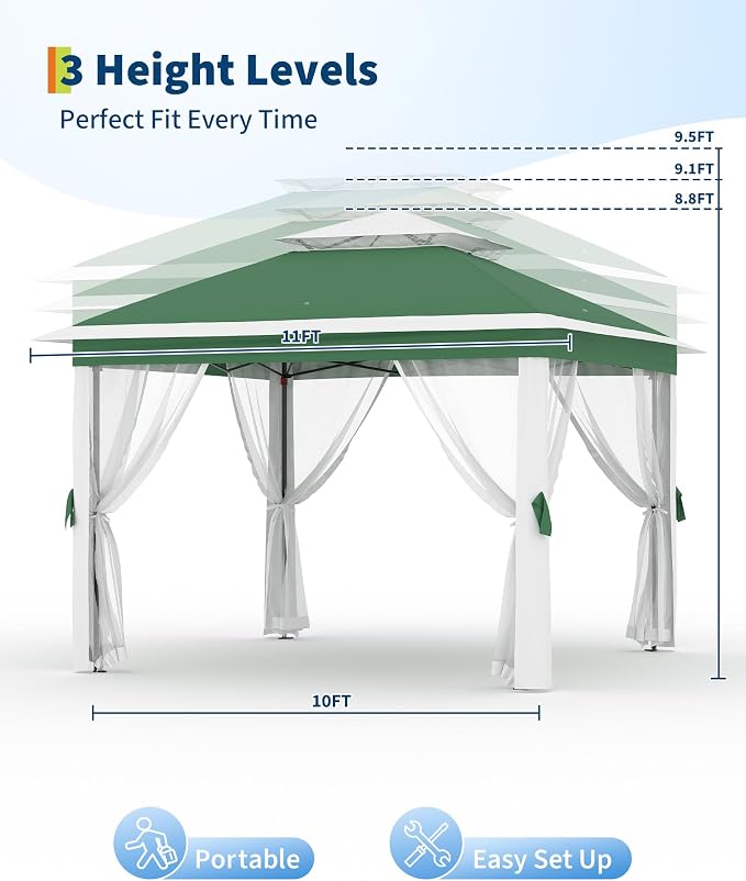 11'x11 Pop-Up Gazebo, Instant Outdoor Canopy Tent - Image 3