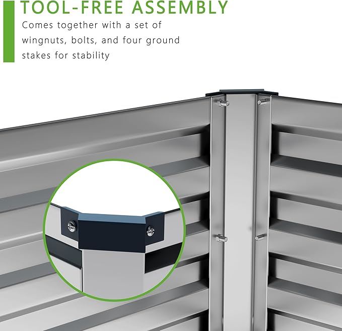 12x2x1FT Galvanized Raised Garden Bed Kit, Vegetable Boxes-Rectangle Metal - Image 6