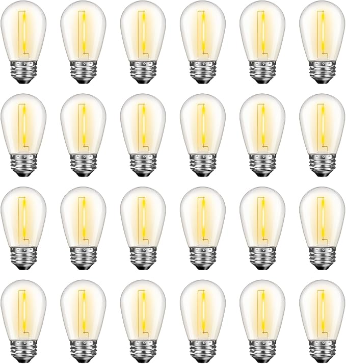 24 Pack LED S14 Replacement Light Bulbs, Waterproof 1W Vintage Edison Bulbs by GvvooHome