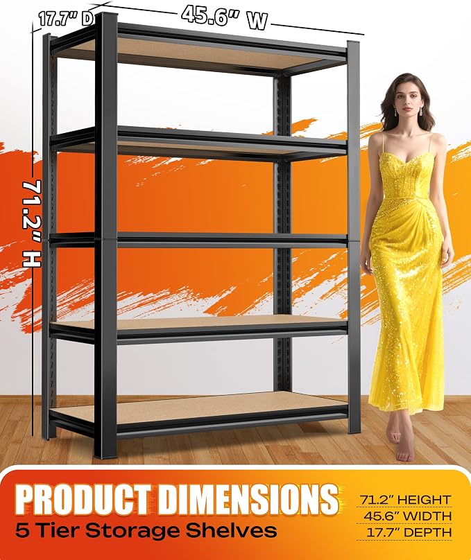 AOAORRG Set of 3 Garage Shelving Heavy Duty Storage Shelves, Metal Adjustable - Image 3