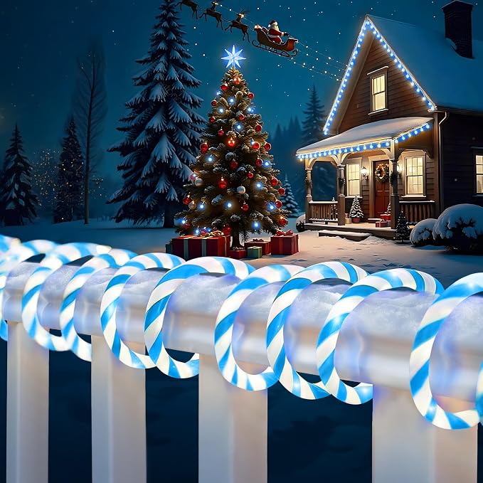 Jnaurb Christmas Candy Cane Lights, 66ft 480 LED Connectable Flexible White & by Jnaurb