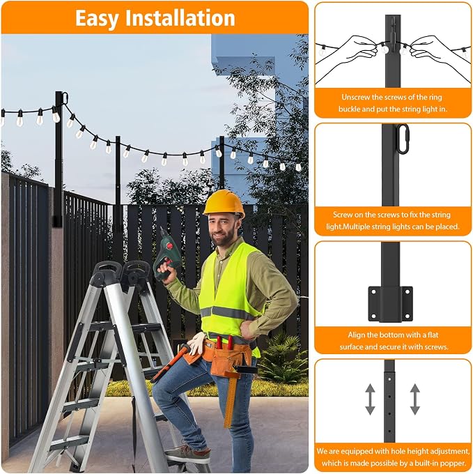 10 Pack String Light Poles, 2.8 Ft Light Poles - Image 6