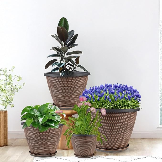 12 inch Pots for Plants, 4 Pack Large Outdoor Planter Pot - Image 4