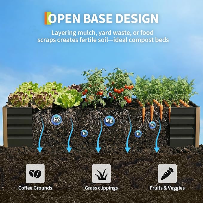 Garvee Aluminum Raised Garden Bed 4' x 2' x 16", Open-Bottom Deep Design - Image 6