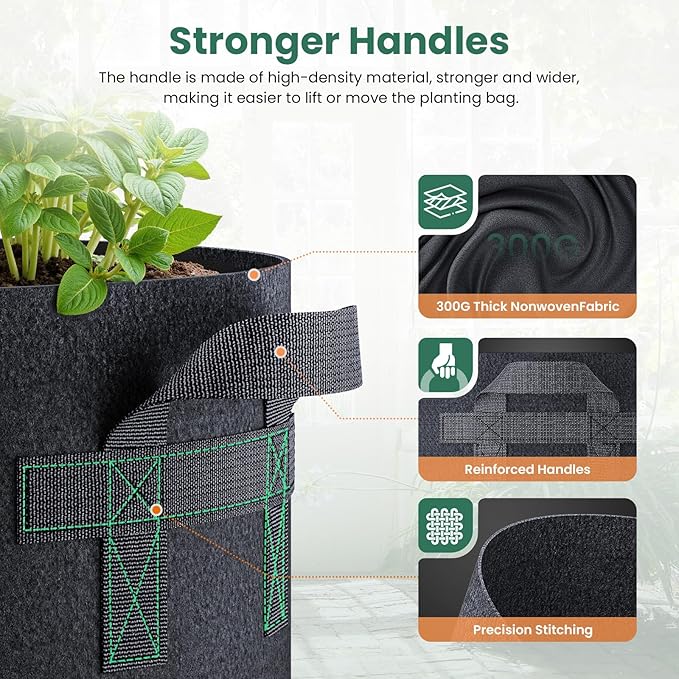 10 Pack 30 Gallon Grow Bags, Thickened Nonwoven Fabric Planter Pots - Image 3