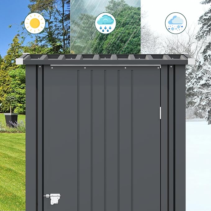 Greesum 3x3FT Outdoor Storage Shed, Lockable Metal Shed - Image 5