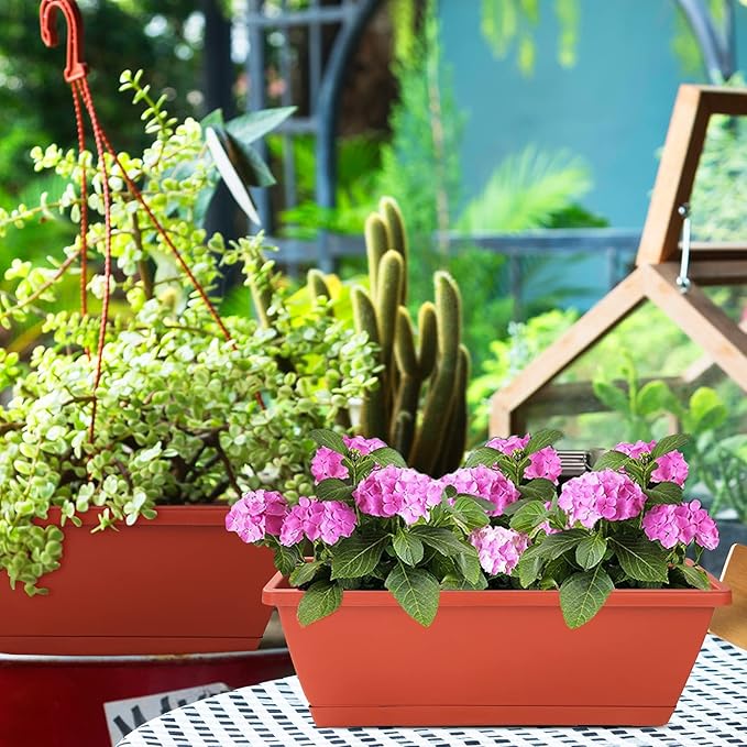 Window Box Planter, 12 Pack Plastic Vegetable Flower Planters Boxes 17 Inches - Image 6