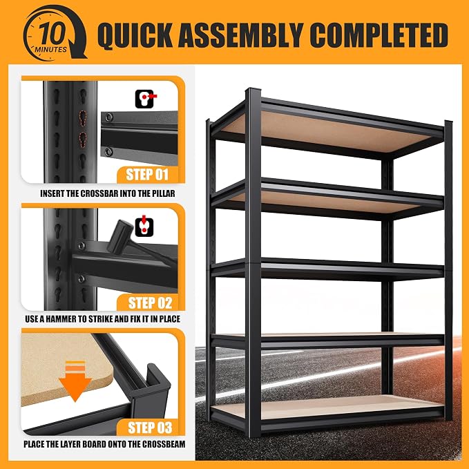 AOARGG 78" H Garage Shelving Heavy Duty Storage Shelves, Metal Adjustable - Image 7