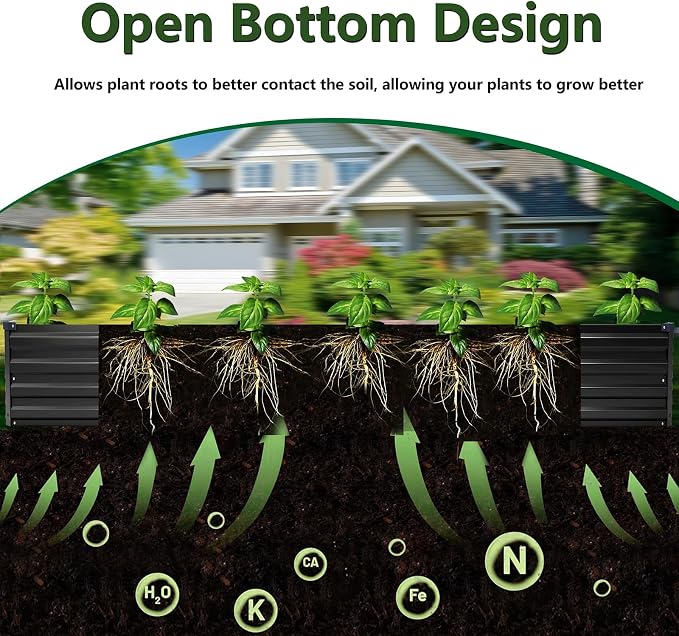 12×2×1FT Galvanized Raised Garden Bed Kit, Metal Planter Boxes, Large Outdoor - Image 3