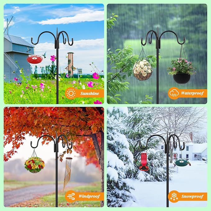 FEED GARDEN [Upgrade Version 76 Inch Three Shepherd Hooks - Image 4
