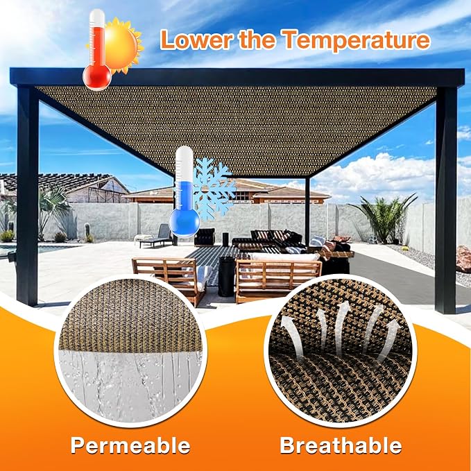 Artpuch Outdoor Pergola Shade Cover 8x22 FT Sun Shade Cloth - Image 4