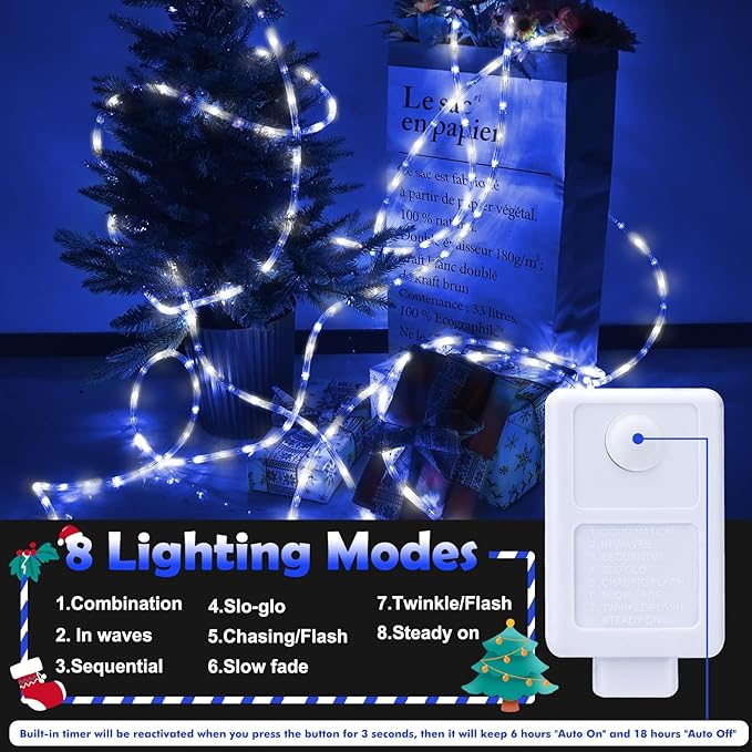 100ft LED Rope Lights Outdoor, 720 LED Connectable and Flexible Tube Lights - Image 3