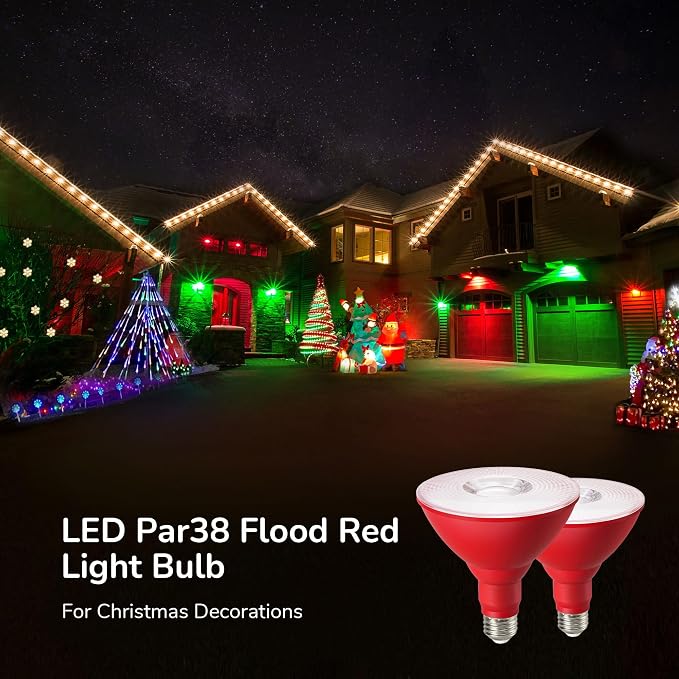 EDISHINE PAR38 Red LED Flood Light Bulbs Outdoor, Dimmable LED Light Bulb - Image 2