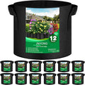 12-Pack 5 Gallon Thickened Non-Woven Grow Bags, Aeration Fabric Pots by JNYONG