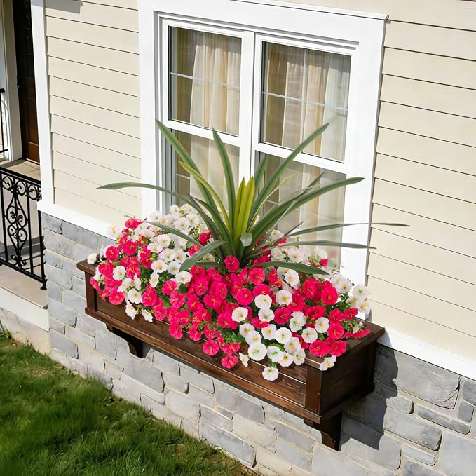 Artificial Flowers for Outdoors Fake Plants Outside, 12 Bundles Silk Morning - Image 4