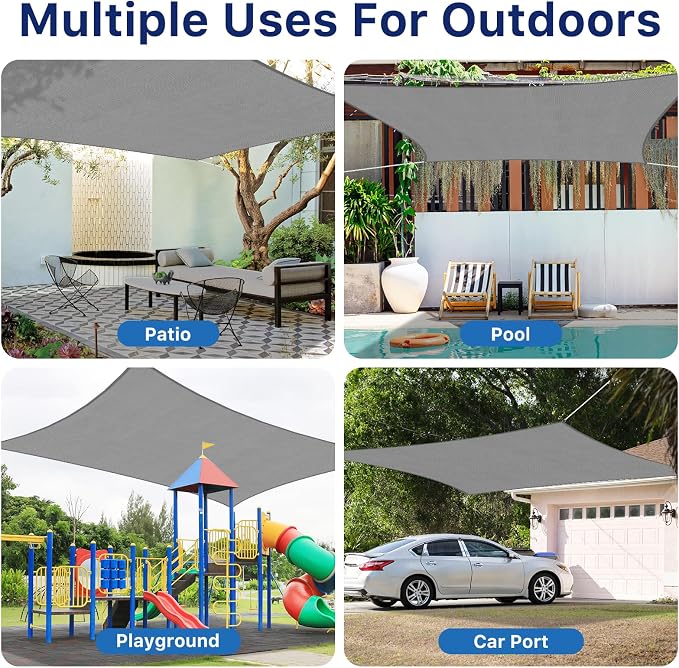 10'x13' Sun Shade Sail, UV Protection Outdoor Shade, Curved Tear Resistant - Image 7