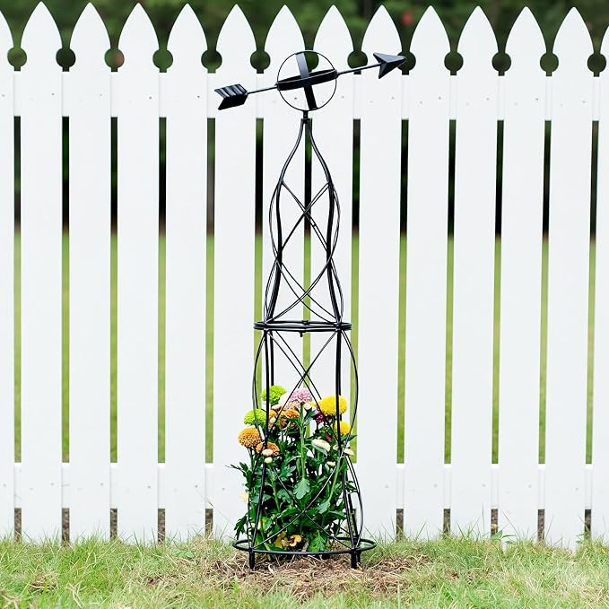 41-Inch Metal Obelisk Trellis – Elegant Garden Support - Image 5