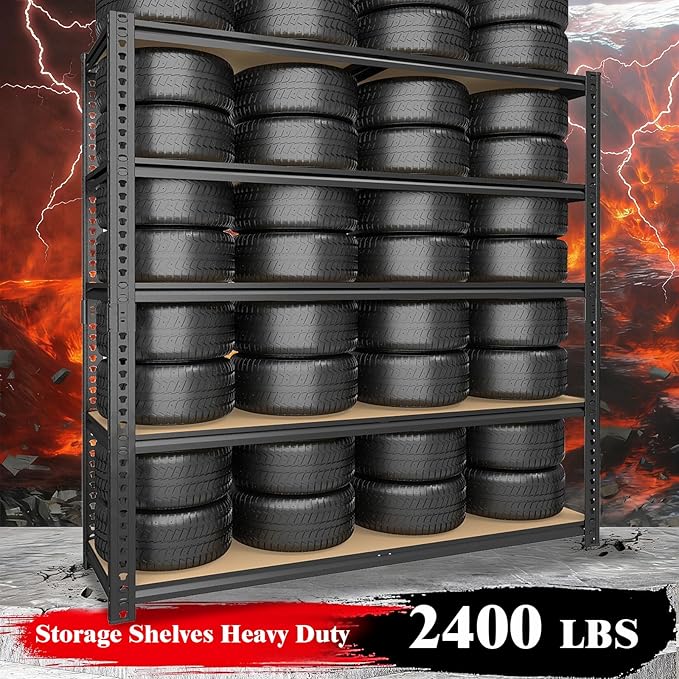 72" H Storage Shelves, Storage Shelves Heavy Duty, 2400LBS Metal Shelving Units - Image 5