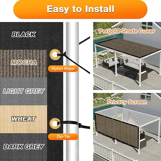 Artpuch Outdoor Pergola Shade Cover 15x18 FT Sun Shade Cloth - Image 5