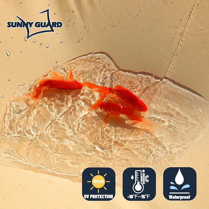 SUNNY GUARD Waterproof Sun Shade Sail 5'x6'x7.8' Sand Right Triangle UV Block - Image 3