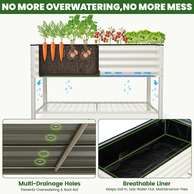 Elevated Raised Garden Bed 2' x 4'- Galvanized Metal Planter Boxes - Image 5
