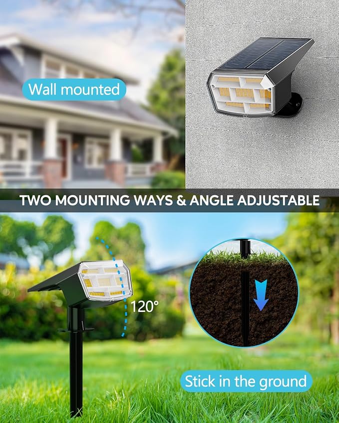 HIBOITEC Solar Spot Lights Outdoor 59LED Landscape Lights Solar Powered - Image 4