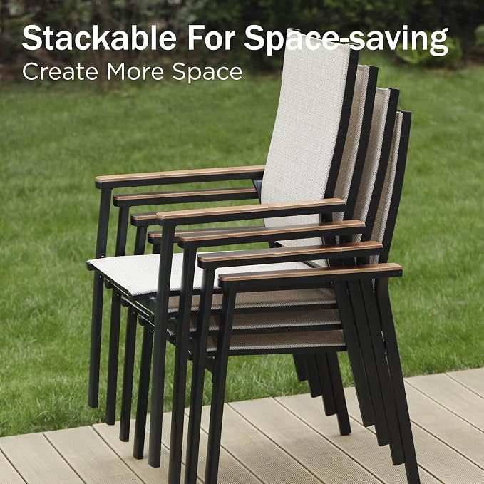 PHI VILLA 9 PCS Patio Dining Set, Aluminum Outdoor Furniture, Patio Table and - Image 2