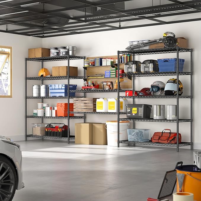 5 Tier Storage Shelves 71"H Wire Shelving Adjustable Metal Shelving, 1000LBS - Image 8