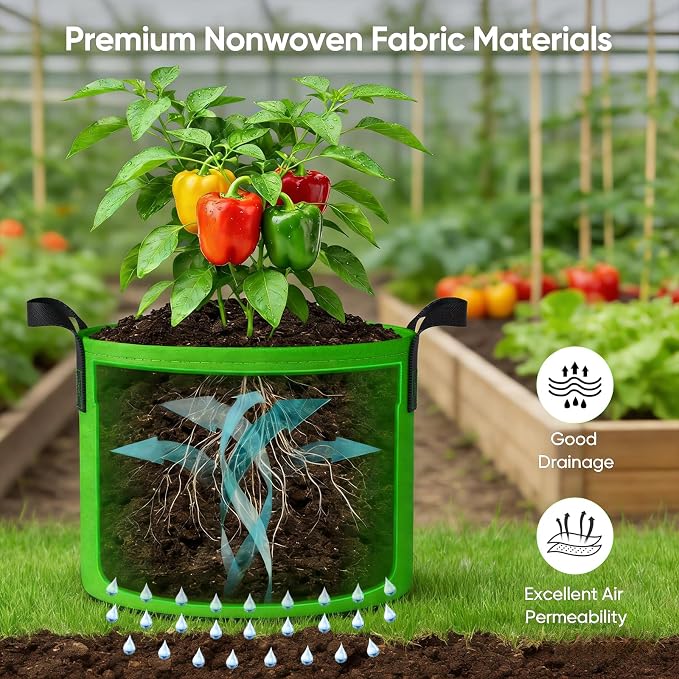 10 Gallon Potato Grow Bags: Set of 5 Colorful Gardening Supplies Fabric Pots - Image 5