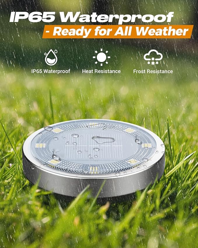 btfarm 12 Pack Solar Lights Outdoor, 8 LED Solar Ground Lights IP65 Waterproof - Image 3