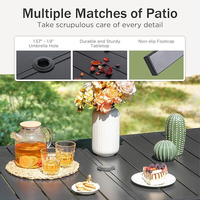 PHI VILLA 7 PCS Patio Dining Set, Outdoor Furniture - Image 7