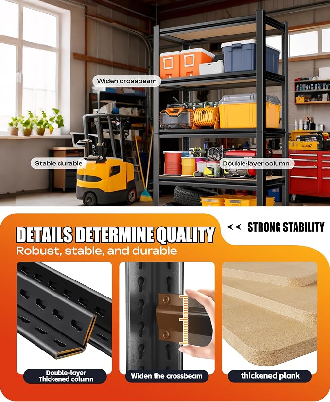 AOAORRG Garage Shelving Heavy Duty Storage Shelves, Metal Adjustable Shelving - Image 7
