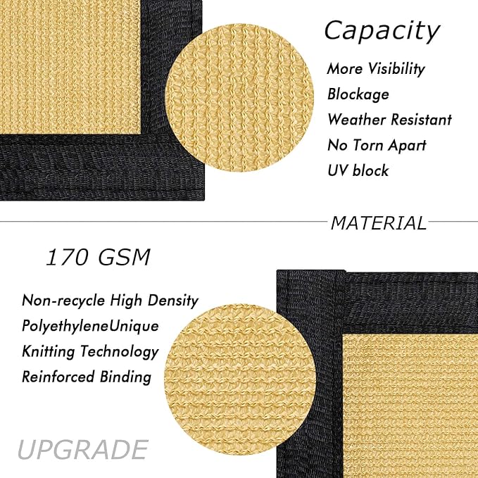 UPGRADE Privacy Fence Screen 3'x8' Sand Outdoor 90% Visibility Blockage 170 GSM - Image 2