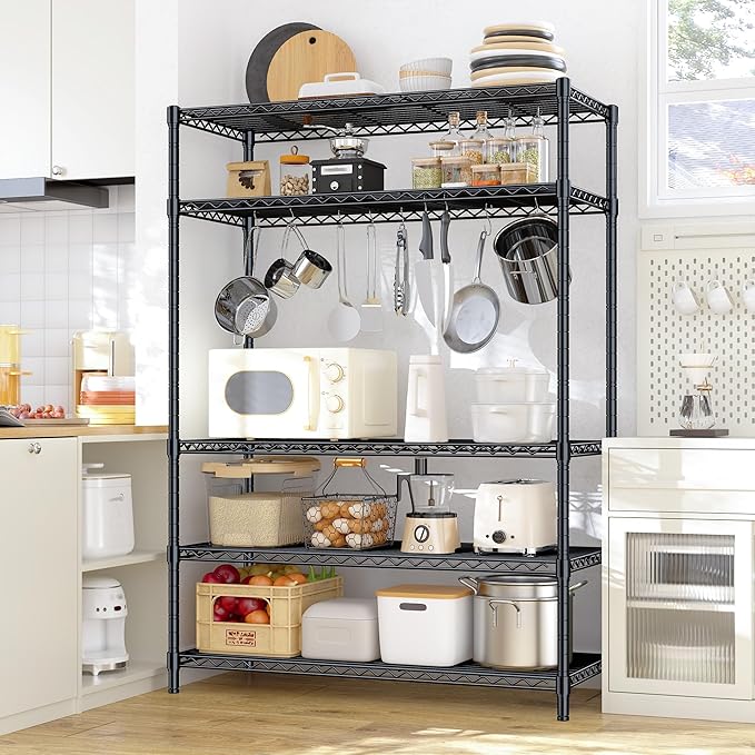 5 Tier Storage Shelves 71"H Wire Shelving Adjustable Metal Shelving, 1000LBS - Image 2
