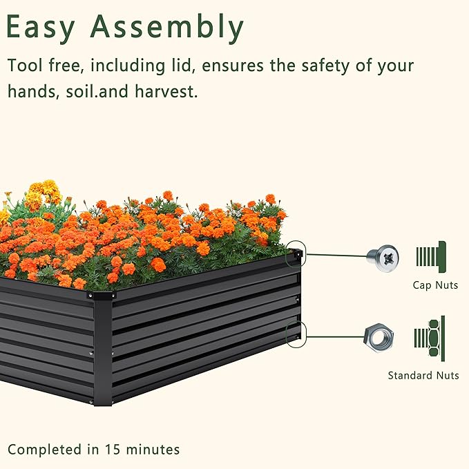 12x2x1FT Galvanized Raised Garden Bed Kit, Vegetable Boxes-Rectangle Metal - Image 6