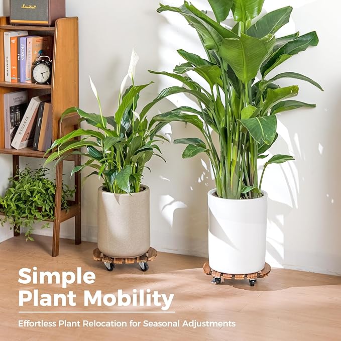 Bamworld Plant Stand Outdoor Rolling Tray Plant Caddy - Image 5